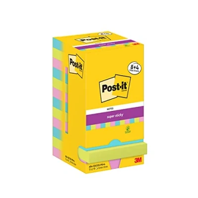 Afbeelding van Post It Super Sticky Notes Cosmic, 90 vel, ft 76 x mm, 8 + 4 GRATIS memoblok