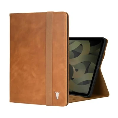 Afbeelding van TORRO beschermhoes compatibel met iPad Air 5/4, voor 2022/2020, van echt leer standfunctie, Apple Pencil connectiviteit en Wake Sleep functie (lichtbruin)