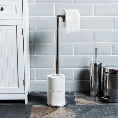 Afbeelding van Bath Vida Toiletpapierhouder van roestvrij staal met houder