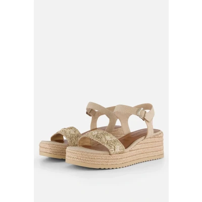Afbeelding van Tamaris Raffia Sandalen beige Textiel Dames Maat 41