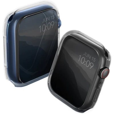 Afbeelding van UNIQ kast Glas Apple Watch Serie 7/8/9 45mm. Dual Pack helder rook/helder rook