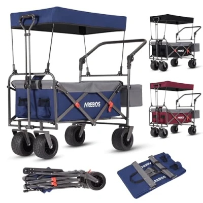 Afbeelding van Arebos Opvouwbare transportwagen met dak luxe trolley 3 punts gordelsysteem XXL tas opvouwbaar tot 100 kg