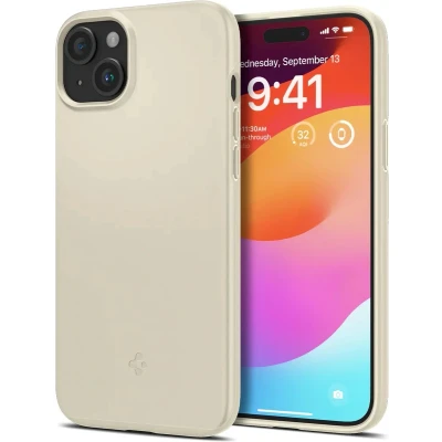 Afbeelding van Spigen Thin Fit Hoesje Geschikt voor Apple iPhone 15 Plus Back Cover Beige