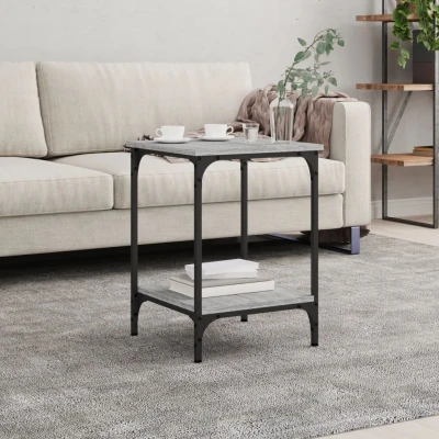 Afbeelding van Salontafel 40x40x55 cm bewerkt hout grijs sonoma eikenkleurig