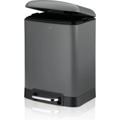 Afbeelding van Afvalemmer, RVS, Antraciet, 6 L Kela Davino