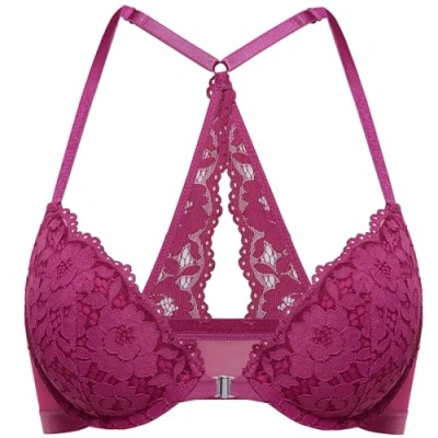 Afbeelding van DOBREVA Push up damesbeha met gevoerde beugel, sluiting aan de voorkant, Magenta Paars