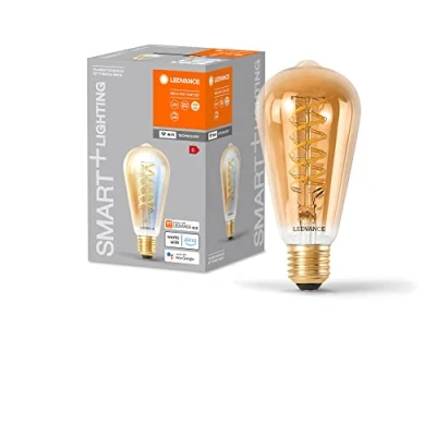 Afbeelding van Ledvance SMART+ WiFi LED lamp, goudkleurig, 8 W, 650 lm, Edison vorm met 64 mm diameter en E27 fitting, instelbaar wit licht (2200 5000 K), dimbaar, app of