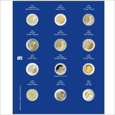Afbeelding van Safe Safe, TOPset, Supplement 2 Euromunten in capsules 2022 blad 39 Transp/blauw voordrukblad afm: 185x230 mm. per st.