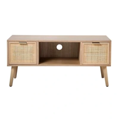 Afbeelding van CALICOSY TV meubel met 2 lades en rotan voorkant L100 cm