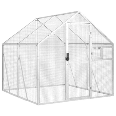 Afbeelding van Volière 1,79x2x1,85 m aluminium zilverkleurig