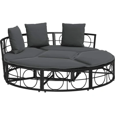 Afbeelding van vidaXL Loungebed voor buiten zonder luifel poly rattan zwart