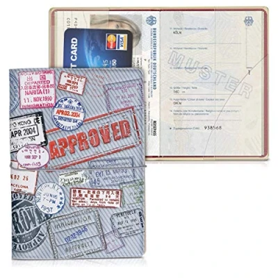 Afbeelding van kwmobile Paspoorthouder Hoesje voor paspoort en reisdocumenten Flip cover Met elastische band Approved design
