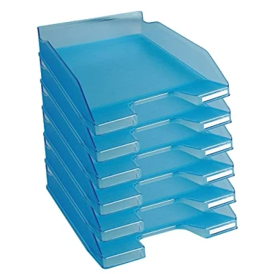 Afbeelding van Exacompta Ref. 11336D Set van 6 COMBO MIDI brievenbakken Handige afmetingen 34 x 25 6,5 cm voor A4 documenten Doorschijnend turquoise