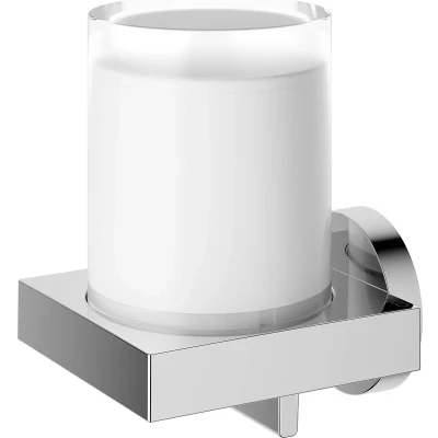 Afbeelding van KEUCO Lotiondispenser metaal verchroomd en kristalglas, lijm of boren, inhoud navulbaar ca. 180 ml, zeepdispenser voor badkamer gastentoilet, wandmontage, Edition 90