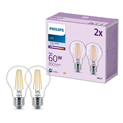 Afbeelding van Philips LED lamp E27 7W 850lm 4.000K helder per 2