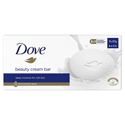 Image de Dove Original Beauty Bar Savon avec ¼ de crème hydratante pour une peau plus douce, lisse et saine 6 x 90 g