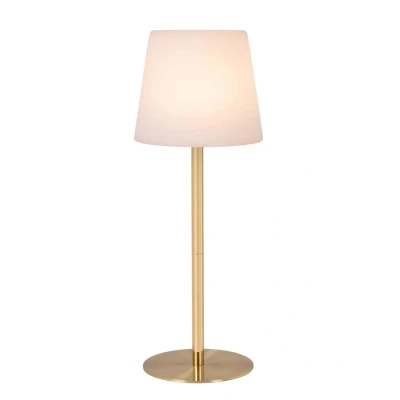 Afbeelding van Lucide TYON Oplaadbare Tafellamp Binnen/Buiten Accu/Batterij Ø 15 cm LED Dimb. IP65 Mat Goud / Messing