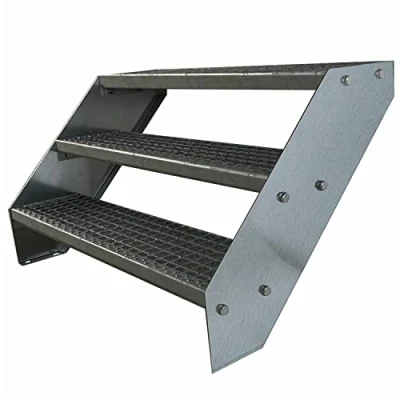 Afbeelding van Kaminbau Mierzwa Hoogwaardige verzinkte stalen trap, 3 roostertreden (breedte 100 cm) (hoogte 57 cm), weerbestendig, voor de tuin