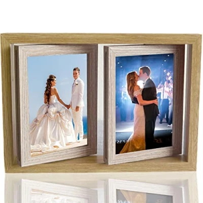 Afbeelding van PIGPIGFLY Dubbelzijdige draaibare houten fotolijst Voor 4 foto&#039;s van 15 x 10 cm Bruiloftsfotolijst