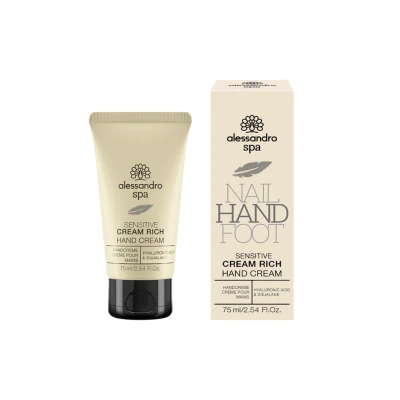 Afbeelding van alessandro Spa Rich Sensitive Hand en voetcrème, veganistisch, 75 ml