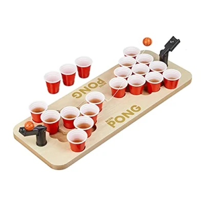 Afbeelding van Relaxdays Mini beer pong party spel voor bier of shots 25 rode bekers drankspel