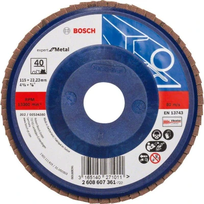Afbeelding van BOSCH 2608607361 lamellenschuurschijf X551 Expert for Metal, diameter 115 mm, korrel 40, rechte uitvoering