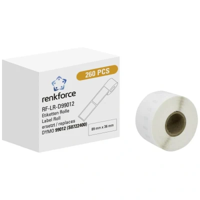Afbeelding van Renkforce Rol met etiketten Compatibel vervangt DYMO 99012 89 x 36 mm Papier Wit 260 stuk(s) Permanent hechtend Verzendetiketten RF 6027502