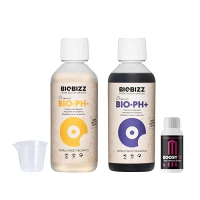 Afbeelding van Growmania Biobizz Ph + Plus 250 ml Minus vloeistof up Nutrients Boost Superpack and Down senker Heber plantenmest Indoor granulaat