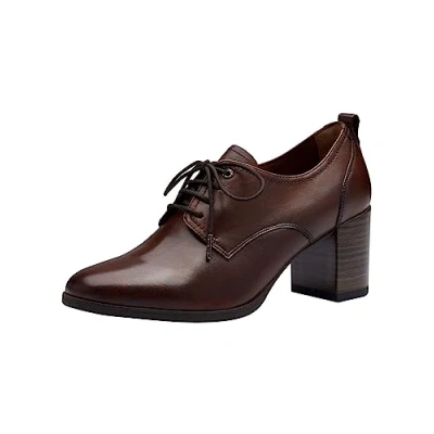 Afbeelding van Tamaris Trotteur Veterschoenen, Dames, Maat: 36, Brown Leer