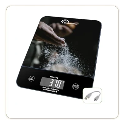Afbeelding van LITTLE BALANCE 8707 Happy Genius 10 gebak, keukenweegschaal zonder batterij, oplaadbaar, USB, herbruikbaar, kg, gebak