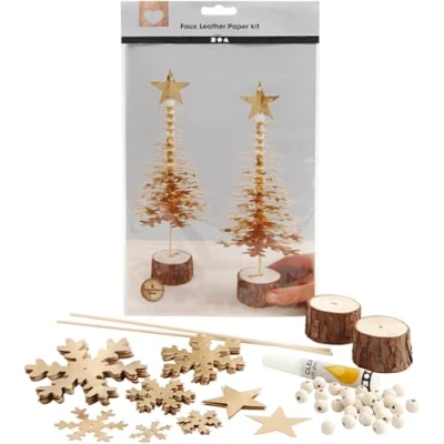 Afbeelding van Faux Leather Kerstboom, dikte 0,55 mm, 1 set, goud