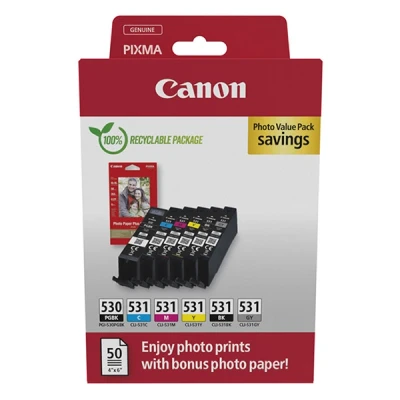 Image de Canon Pack Photo Value Pgi 530/cli 531 Cyan/magenta/jaune/noir/gris (6117c004)
