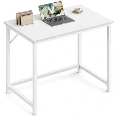 Afbeelding van VASAGLE Bureau, klein computerbureau, bureau voor werkkamer, slaapkamer, 50 x 80 76 cm, modern, metalen frame, ahorn wit