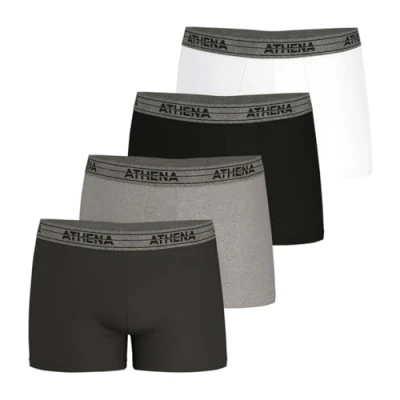 Image de Athena Lot de 4 Boxers Ecopack Doublure Avant Homme, Anthracite/Gris/Noir/Blanc (Anth), 4XL