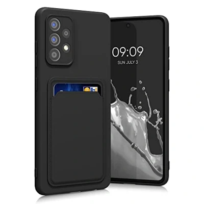 Afbeelding van kwmobile telefoonhoesje geschikt voor Samsung Galaxy A52 / 5G A52s Hoesje met pasjeshouder TPU case in zwart