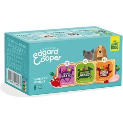 Afbeelding van 12x Edgard &amp; Cooper Hondenvoer Multipack Kip Wild Lam 6 x 100 gr