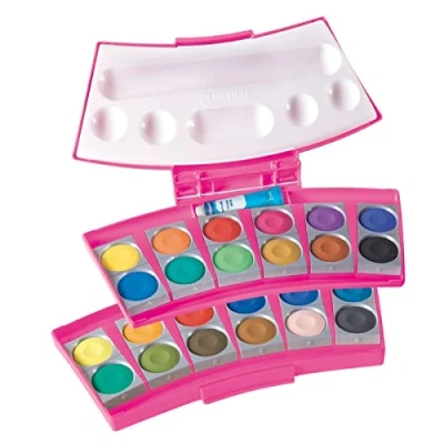 Afbeelding van Pelikan ProColor, 2056061 724252, dekverfdoos, 24 kleuren, incl. 1 tube dekwit, roze