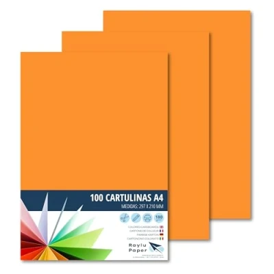 Afbeelding van Raylu Paper® 100 vellen A4, oranje, 180 g, 210 x 297 mm, ideaal voor binden, kantoorwerk, tekenen, schoolhandwerk, oranje