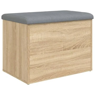 Afbeelding van Opbergbankje 62x42x45 cm bewerkt hout sonoma eikenkleurig