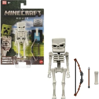 Afbeelding van Mattel Minecraft JFR60 10 cm skeletfiguur met accessoires, geïnspireerd op Minecraft: The Film,