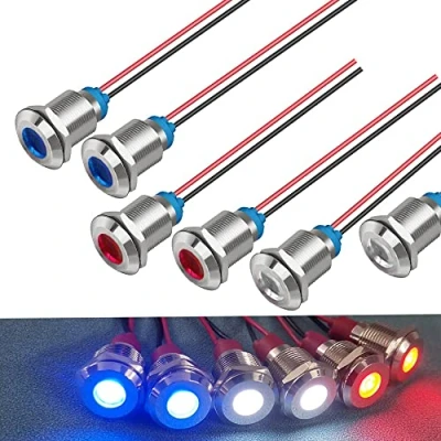 Afbeelding van GUUZI 6 stuks, 220 V 230 V, 12 mm, led paneel, driver, dash, waarschuwingslicht, indicator, lamp, dash richtingslampen (rood/blauw/wit)