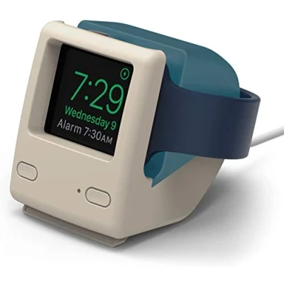 Afbeelding van elago W4 houder compatibel met alle Apple Watch Series 10/9/8/SE2/7/6/SE/5/4/3/2/1 (46, 45, 44, 42, 41, 40, 38 mm), ondersteunt nachtkastje modus (aquablauw)