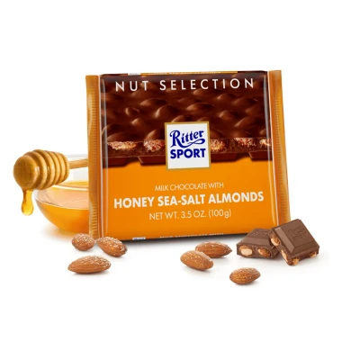 Afbeelding van Ritter Sport Melk Honing Zoute Amandelen 100 Gram