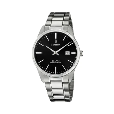Afbeelding van Festina Acero Clasico Horloge, Heren, Maat: One Size, Black