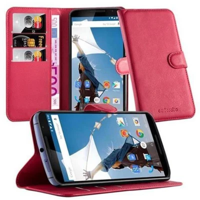 Afbeelding van Cadorabo Hoesje geschikt voor Motorola Google NEXUS 6 in KARMIJN ROOD Beschermhoes met magnetische sluiting, standfunctie en kaartvakje Book Case Cover Etui