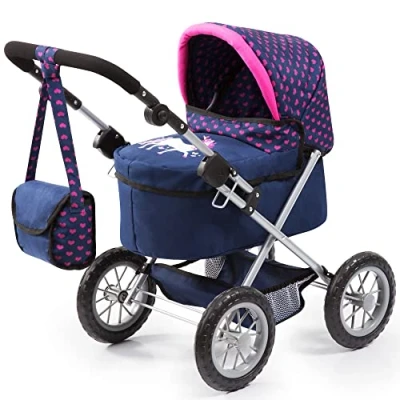 Afbeelding van Bayer Design 13054AA Trendy Poppenbuggy, verstelbaar, opvouwbaar, tas, blauw, roze, eenhoorn