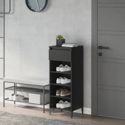 Afbeelding van Schoenenrek 40x36x105 cm bewerkt hout zwart