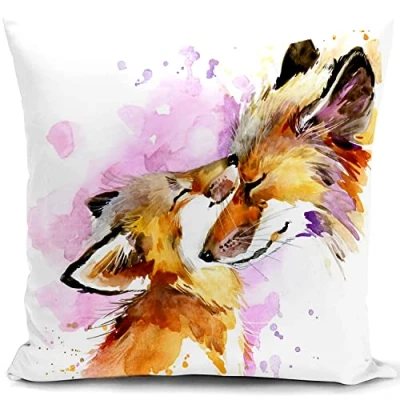 Afbeelding van HUASHUZI Fox kussensloop voor moeder vrouw Moederdag verjaardagscadeau roze woondecoratie woonkamer bank 45 x cm