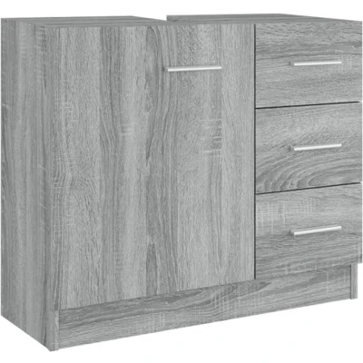 Afbeelding van Wastafelkast 63x30x54 cm bewerkt hout grijs sonoma eikenkleurig