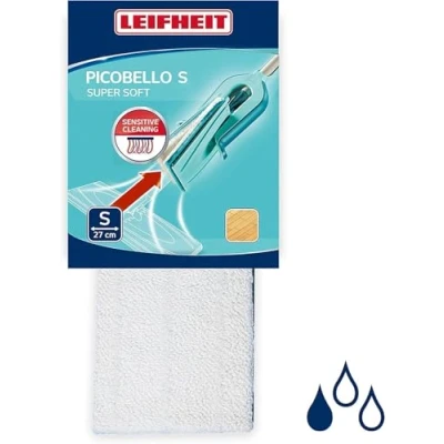 Image de Leifheit Housse de nettoyage extra soft pour lave sol Picobello S, rechange sols très fragiles, Serpillère lavable en machine à laver